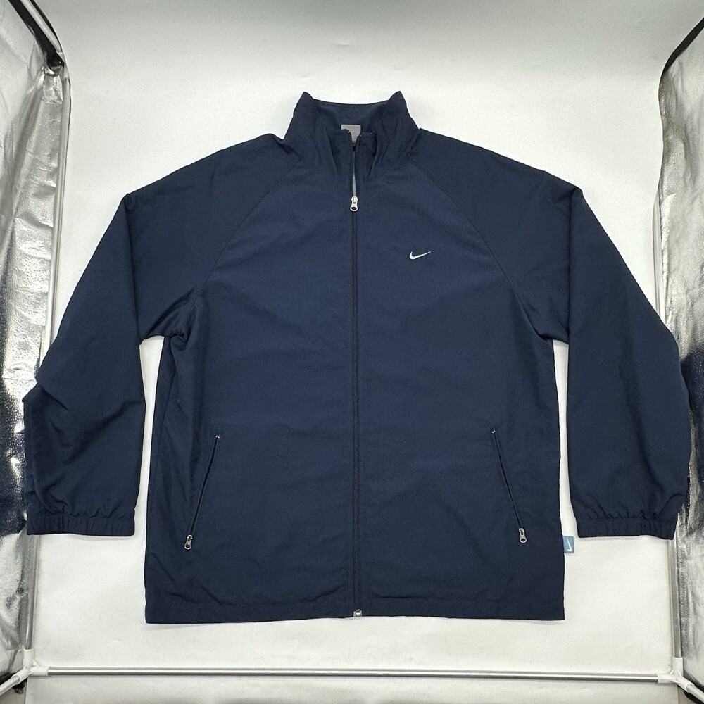 Vintage Y2K Gray Tag Nike Size XXL Blue Mesh Lined Zip Track Jacket Windbreaker
